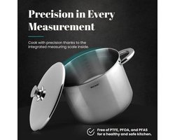 SnelShoppen - WECOOK! Pro Kookpan met Deksel van Roestvrij Staal, 18 cm - Duurzaam, Geschikt voor Inductie, Gas, en Elektrisch Koken, Perfect voor Elk