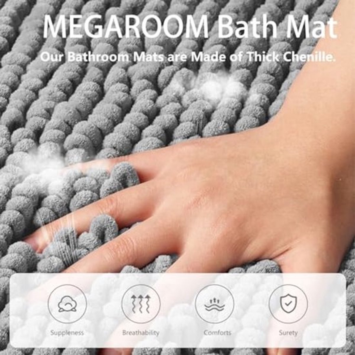 Antislip Chenille Badkamertapijt 40 x 60 cm - Luxe en Veiligheid voor je Badkamer