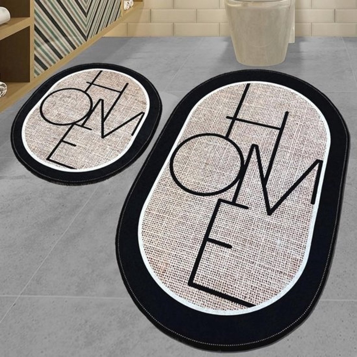 Zachte Antislip Badmat Set in Jute-Look - 2 Delig (60 x 100 cm / 50 x 60 cm)
