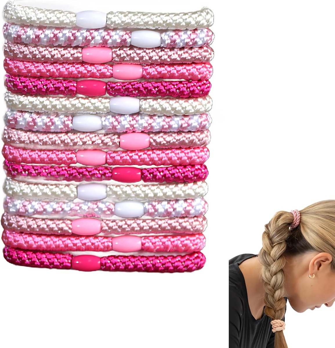 Set van 15 roze haarelastiekjes voor dames – Zachte, ademende en duurzame haarbanden met uitstekende elasticiteit, ideaal voor alle haartypes