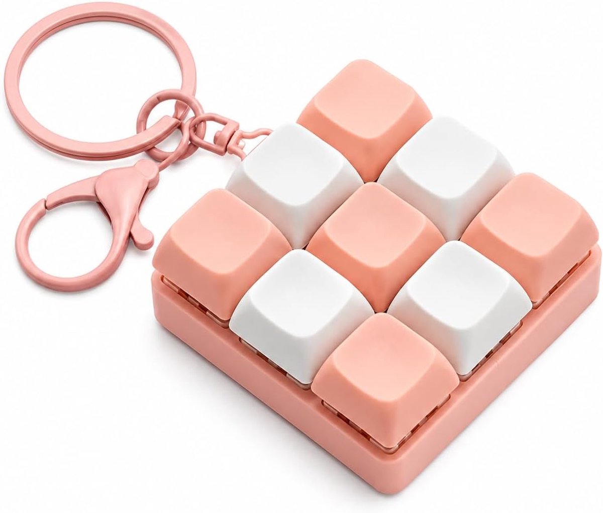 Toetsenbord, fidget wit, roze, anti-stress, sensorische clicker voor concentratie, ADHS