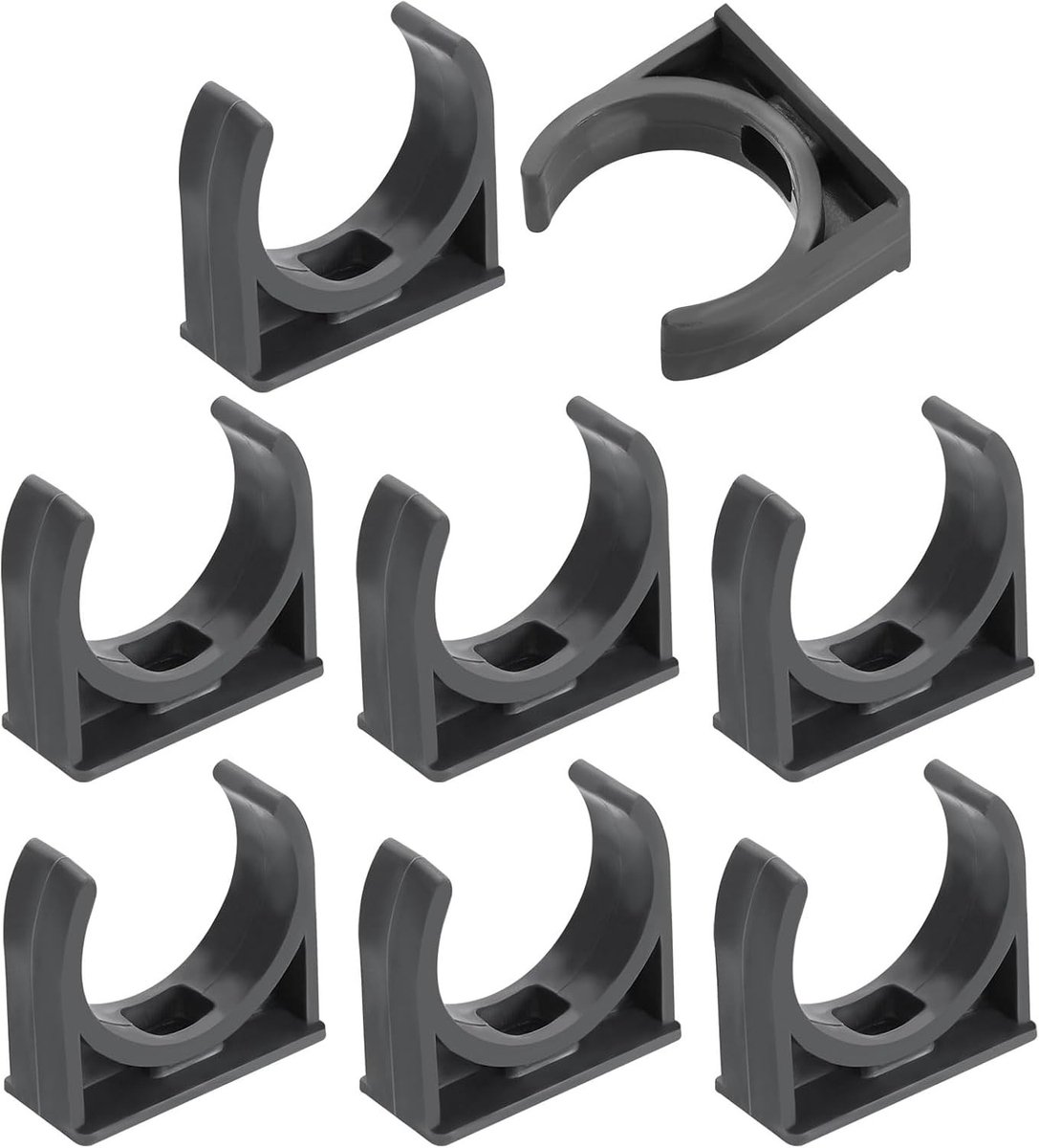 8 Stuks PVC Slangklemmen, U-Beugels voor Slangen, Bevestiging voor Irrigatiebuizen van 32mm, Ideaal voor TV Coasters en Slanghouders, Grijs