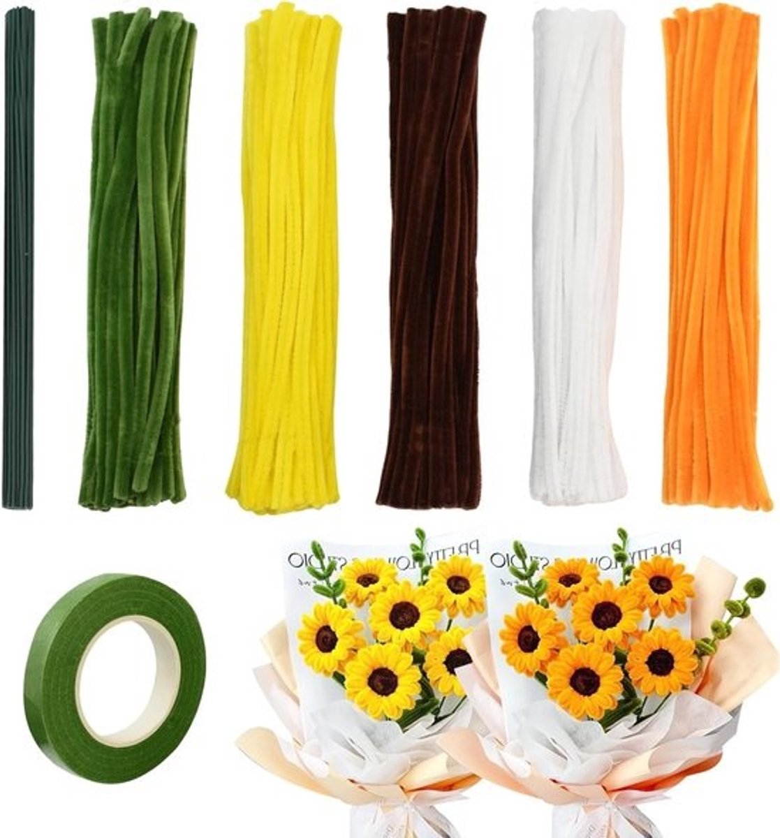 Kleurrijke Chenille Pijpenragers voor Creatieve Projecten, 5 Kleuren voor DIY Bloemboeketten en Ambachten, Ideaal voor Beginners en Kinderen