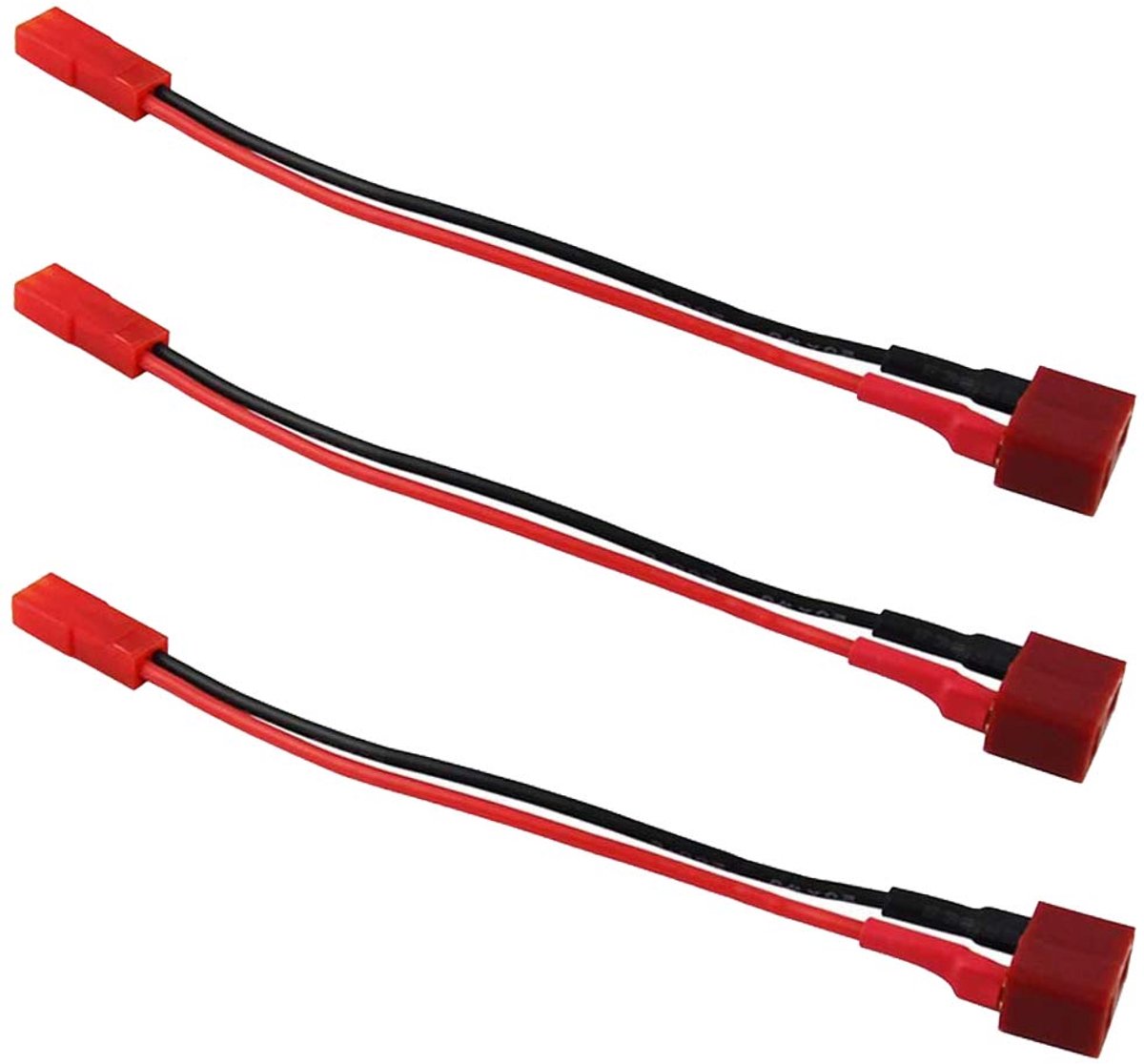 3 stuks Deans T-type mannelijke vrouwelijke stekker aan JST mannelijke vrouwelijke stekker batterijaansluitkabel met 30 cm siliconen draad (T vrouwelijk aan JST vrouwelijk)