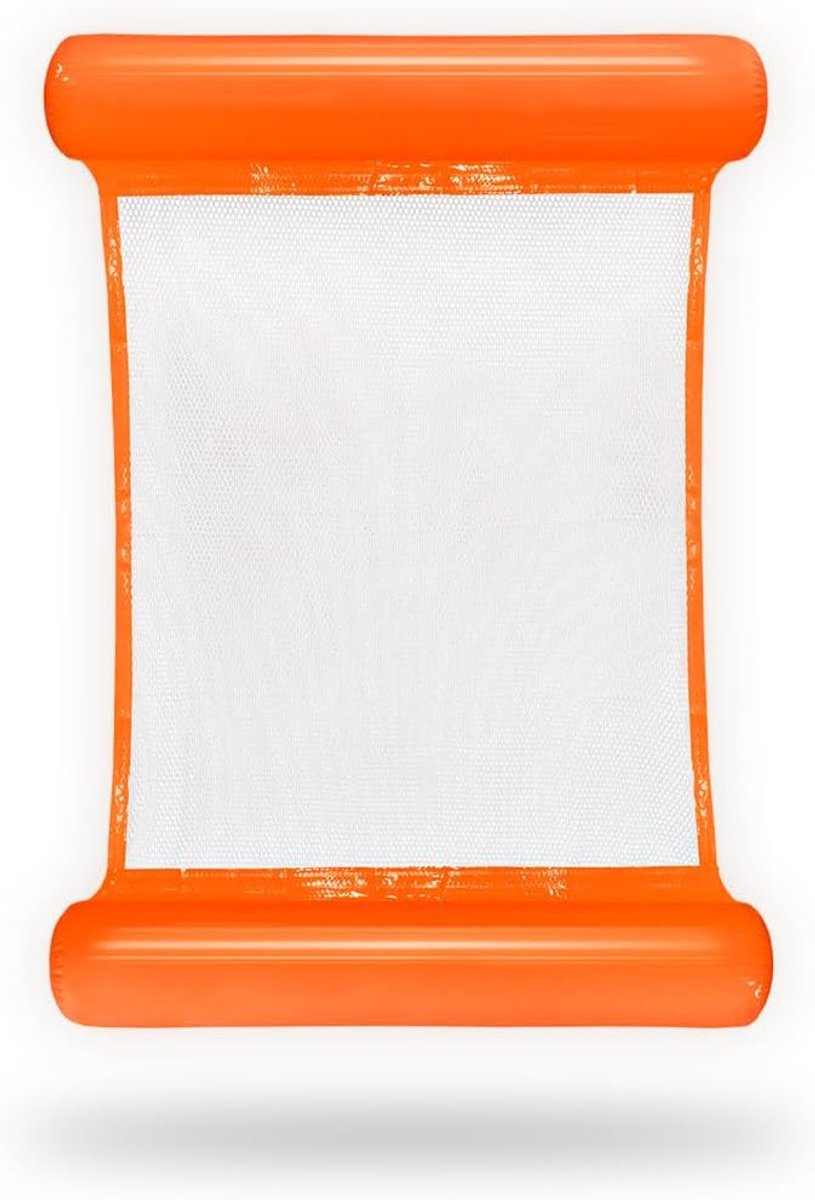 Opblaasbare waterhangmat, ontspannen zwembad, opblaasbare mat, opvouwbaar, zwembad, 110 x 80 cm, oranje
