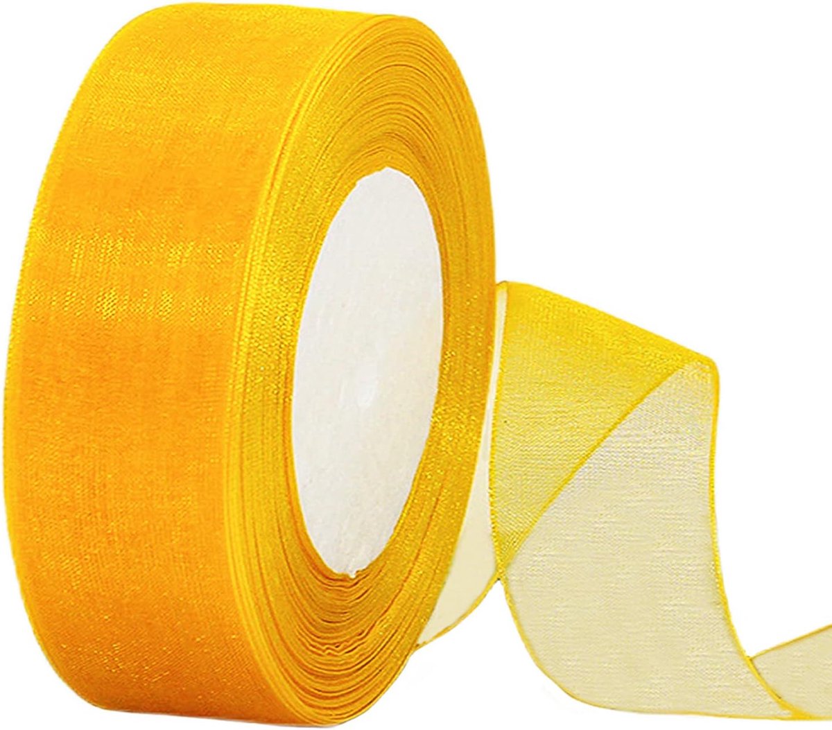 Brede Gele Organza Chiffon Lint 38mm voor Geschenkverpakking, 45m Helder Chiffon Lint Haarlint Lint Kerstlint Organza voor Knutselen, Maken van Kransen en Boogjes