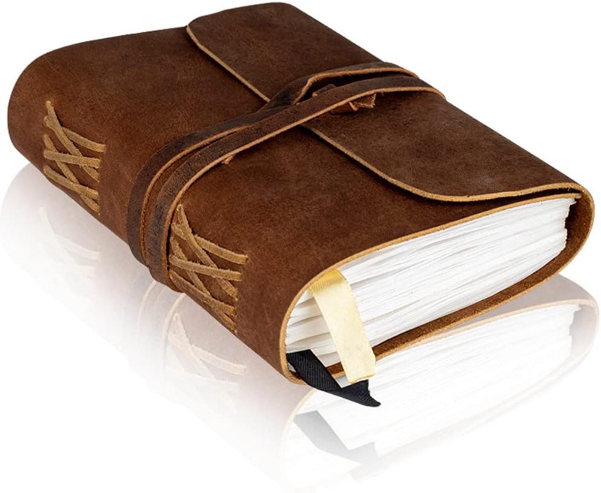 Puntjesraster Leren Notitieboek – 18 × 13 cm – Puntjespapier – Handgemaakt Echt Leren Schrijfjournal – Perfect Voor Dichters, Reizigers En Schrijvers