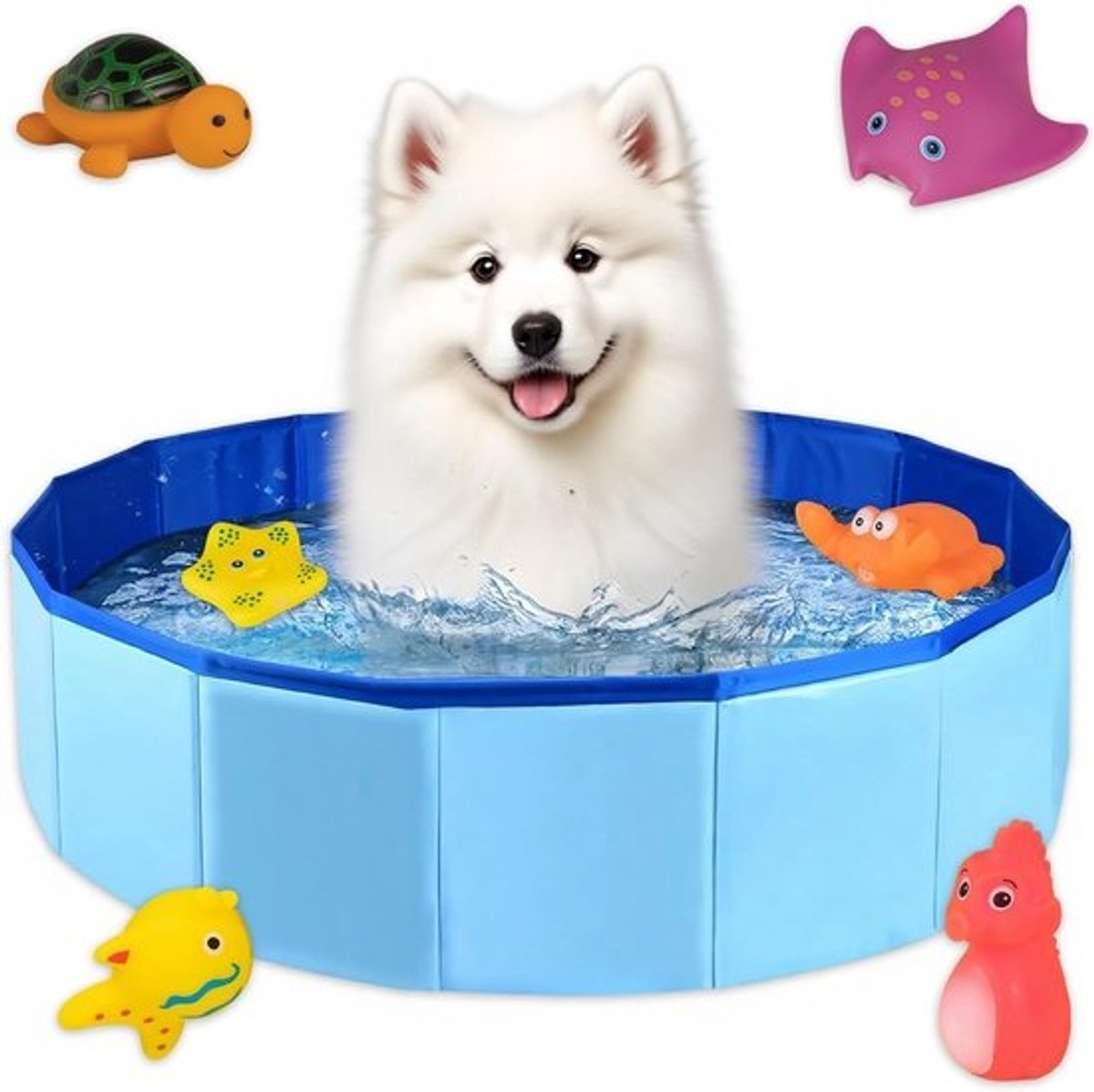 Vouwbare hondenbadkuip voor kleine honden en katten - 50 × 10 cm - met waterspeelgoed