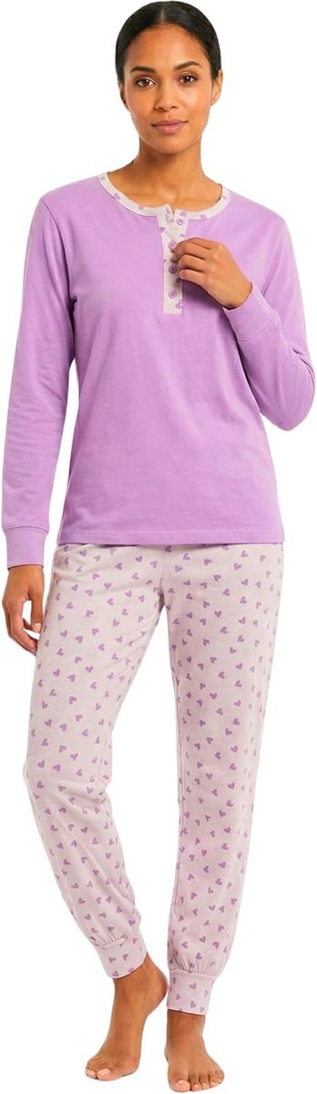 O-day Vanuè Damespyjama van 100% licht katoen, ideaal voor lente en overgangsperiode, set van bovendeel met knopen en comfortabele broek