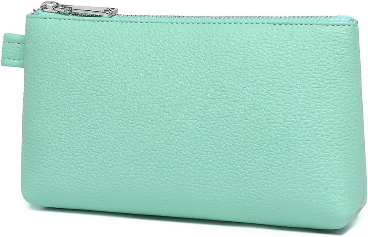 Make-upzak voor portemonnee, lederen cosmetica, Lichtgroen, PU Leather