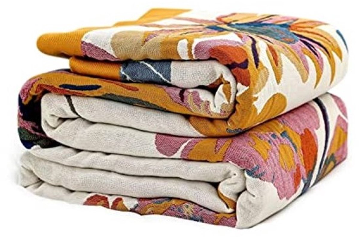Boho deken katoen - Rustieke plaid - Bank en bed decor - Ultra zacht katoen - Niet gespecificeerd - Boho bloemen