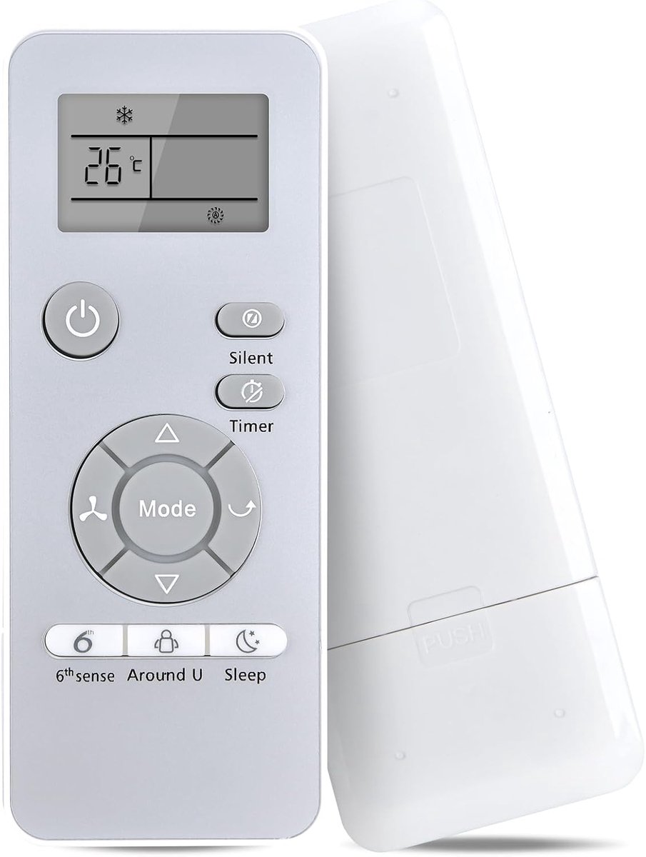 Vervangende afstandsbedieningsset voor Bauknecht airconditioning PACF29HP W BK, mobiele airconditioning 859991643570 (wit)