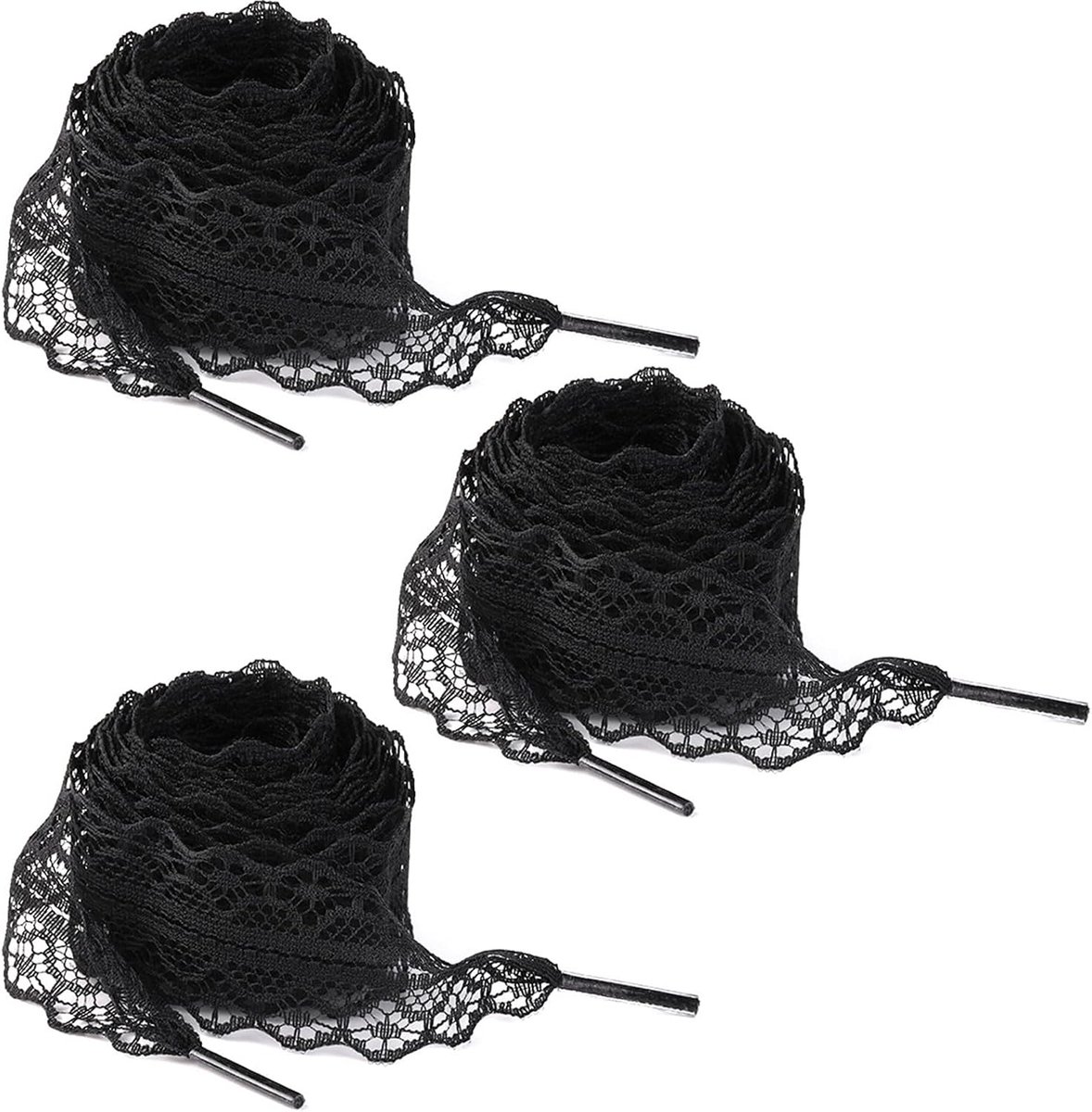 3 paar veters van kant, 3 cm breed, veters, balletstijl, met bloemen, voor dames en meisjes