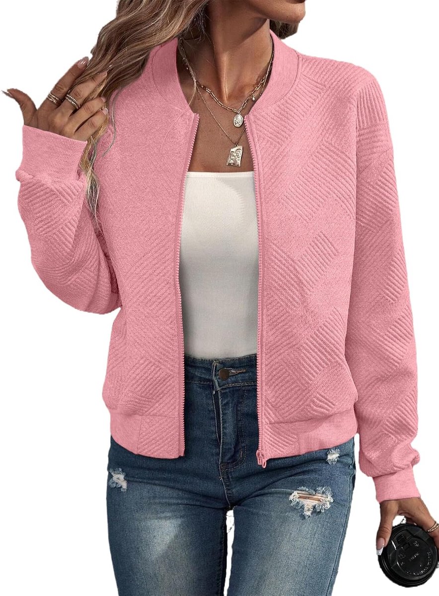 Lange Mouw Jas Casual Bomberjack Baseballjack Rits Lichtgewicht Tussenjas Sweatshirt