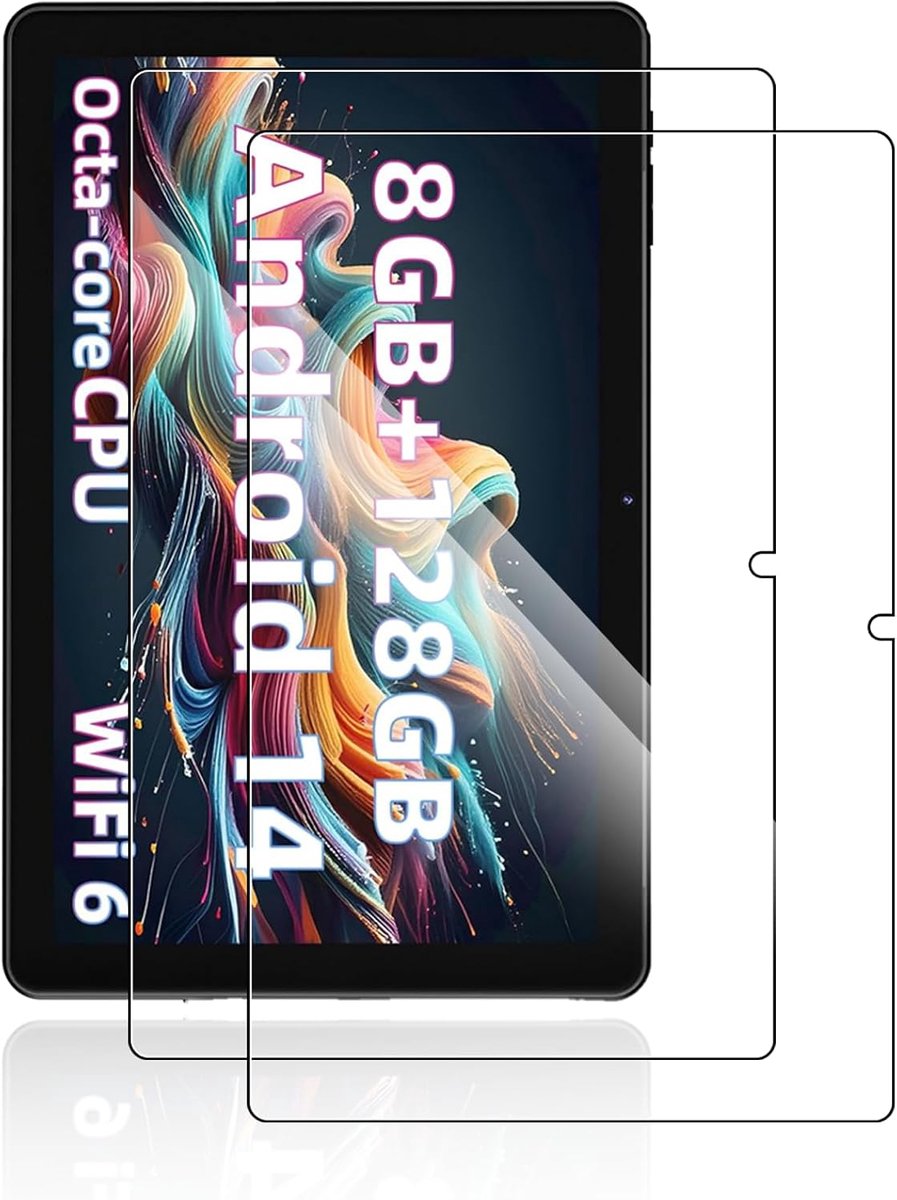 2 stuks beschermfolie voor Rebecco tablet, 10 inch Android 14 tablets, 9H-gehard glas, displaybescherming, compatibel met Rebecco 10 inch tablet, krasbestendig, aanraakgevoelig, hoge resolutie