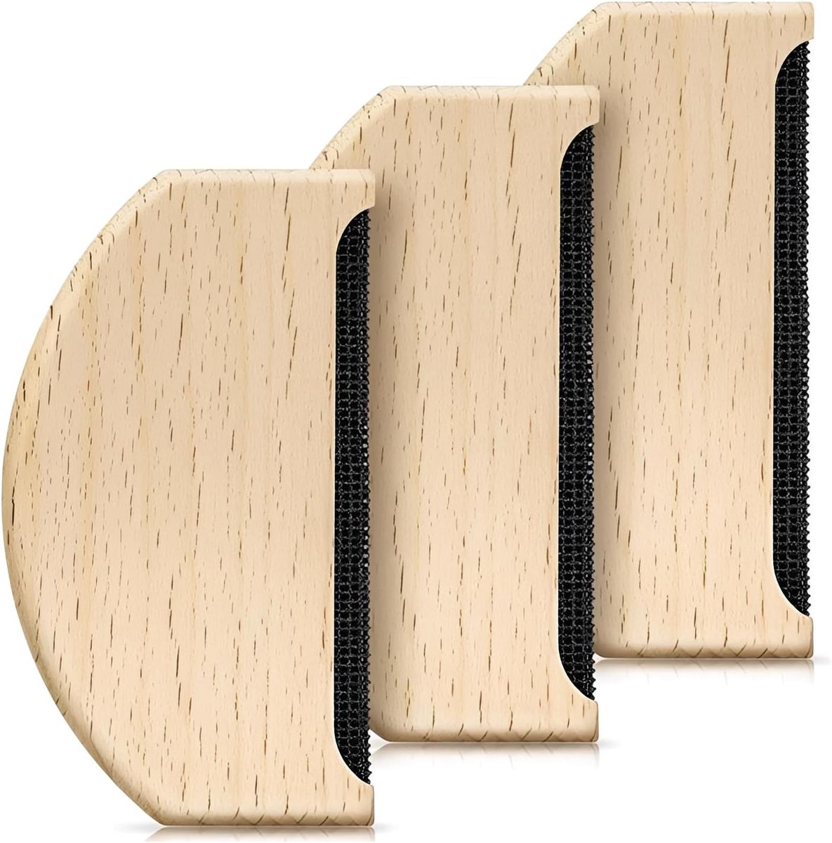 Set van 3 pluisscheerapparaten van bamboehout, handwasborstel voor wol en kasjmier, draagbare pluisverwijderaar voor truien, mantels en sjaals, effectieve pluisverwijderaar