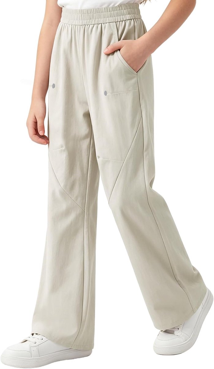 Outdoorbroek voor meisjes, UPF 50+ UV-bescherming, waterdichte joggingbroek met reflecterende strepen, elastische bell-bottombroek, zomerse regenbroek voor kinderen van 5-15 jaar