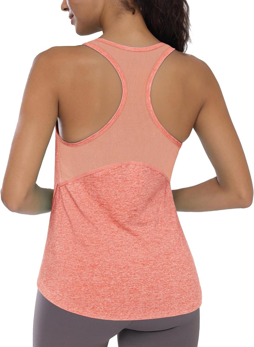 Sporttop voor dames, fitness-top zonder mouwen, ronde hals, mouwloos, ademend en elastisch, voor training S-XXL