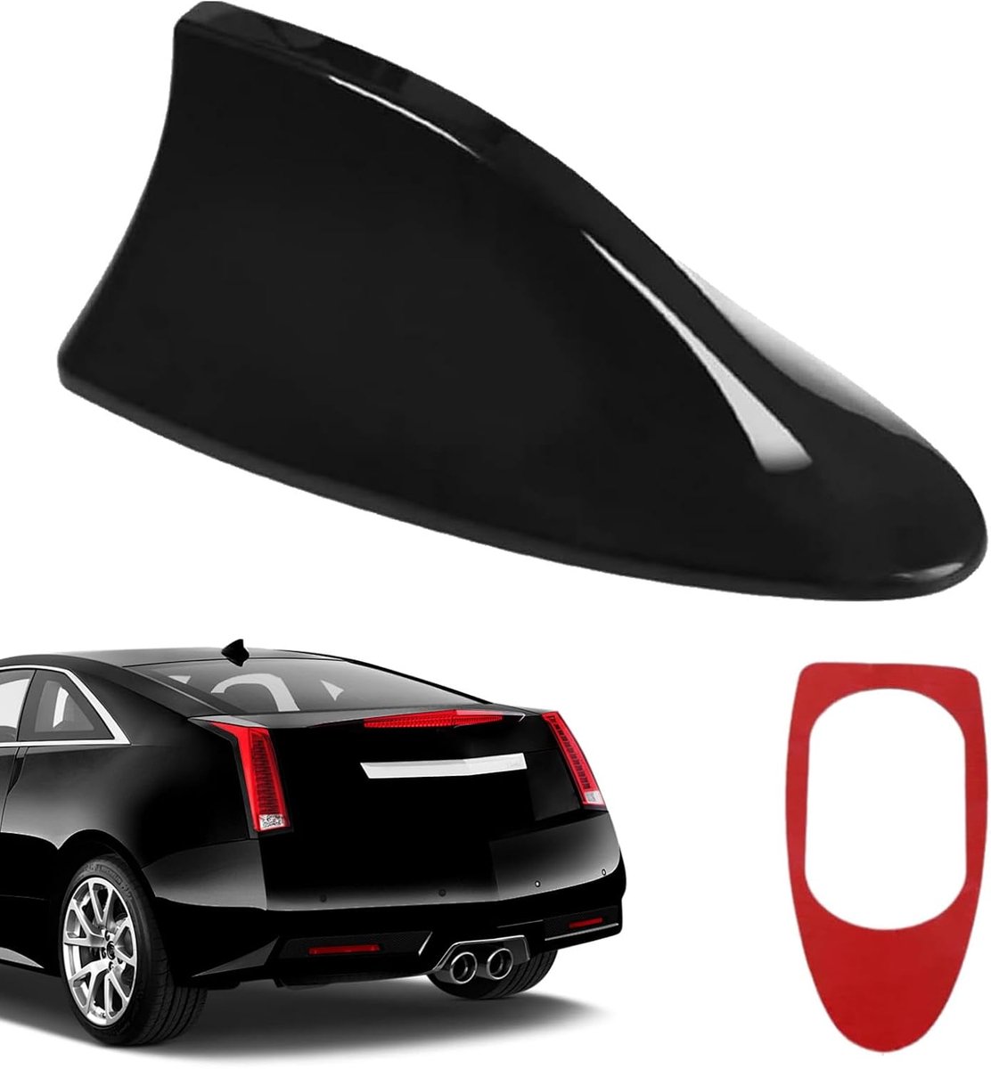 Antenneafdekking voor auto, Automotive Top Roof Antennes AM/FM Radio Signaalbasis, Voertuig Haaivin Vorm Cover met Plakband, Auto-accessoires Universeel voor de meeste sedan, SUV