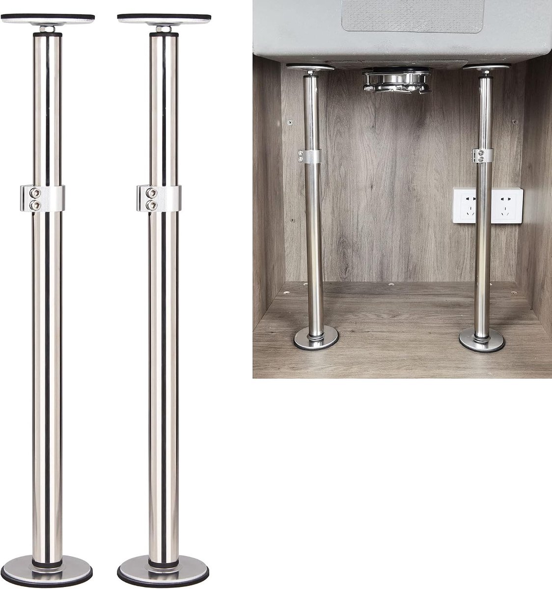 Undermount Sink Brackets Supports, Onderbouw Gootsteen Beugels, Verstelbare Roestvrij Staal Onderbouw Spoelbak Beugels, Installatie En Reparatie Systeem Voor Keuken Gootsteen (16'-29.5')