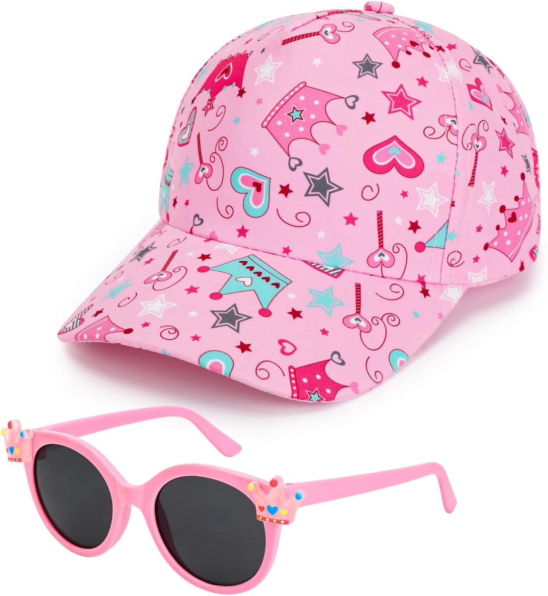 Zonnebril voor meisjes, baseballpet, verstelbare truckerhoed voor kinderen, schattige peuter, zonnehoed, zomer, outdoor, honkbalpet voor meisjes van 2-6 jaar