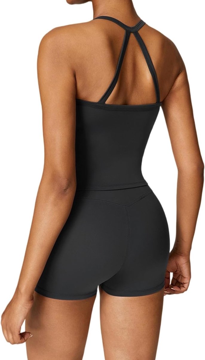 Tweedelige Workout Sets Tank Top Bijpassende Hoge Taille Booty Lifting Shorts Gym Yoga Active Wear Outfits