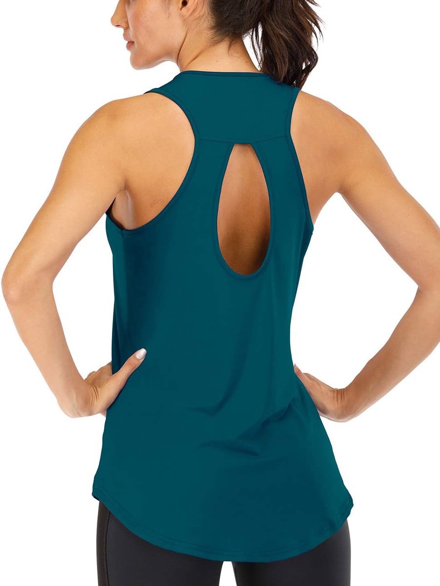 Yoga Top Dames Wijd, Sport Tanktop Rugloos Mouwloos, Spierhemd Sleutelgat Open Rug Fitness