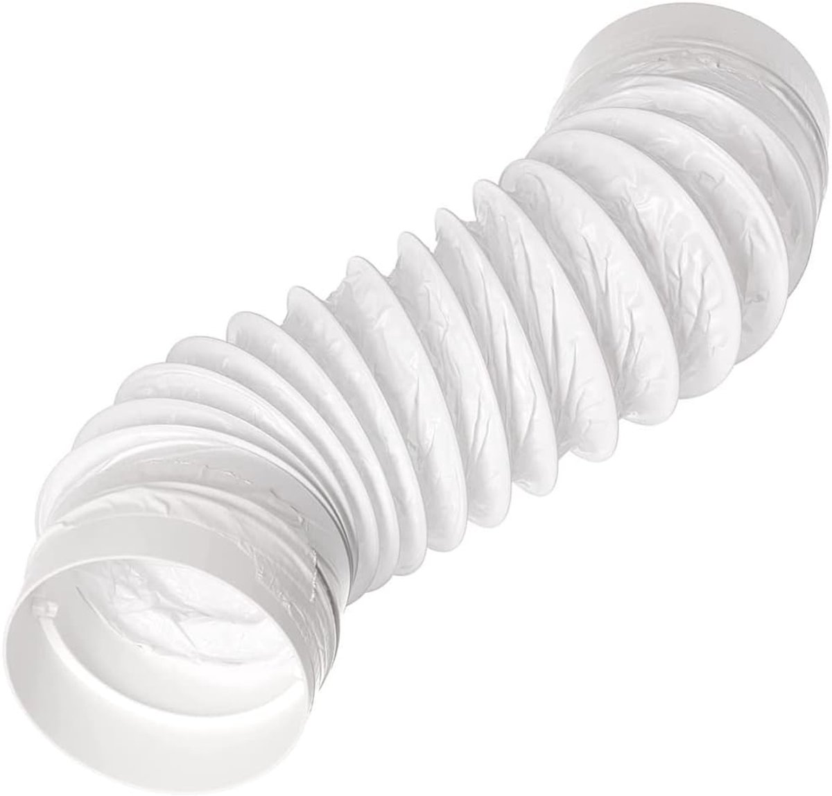 Wit Ø 125 mm flexibele buis met connector, flexibele slang voor ventilatiesystemen, stoomafzuigingen