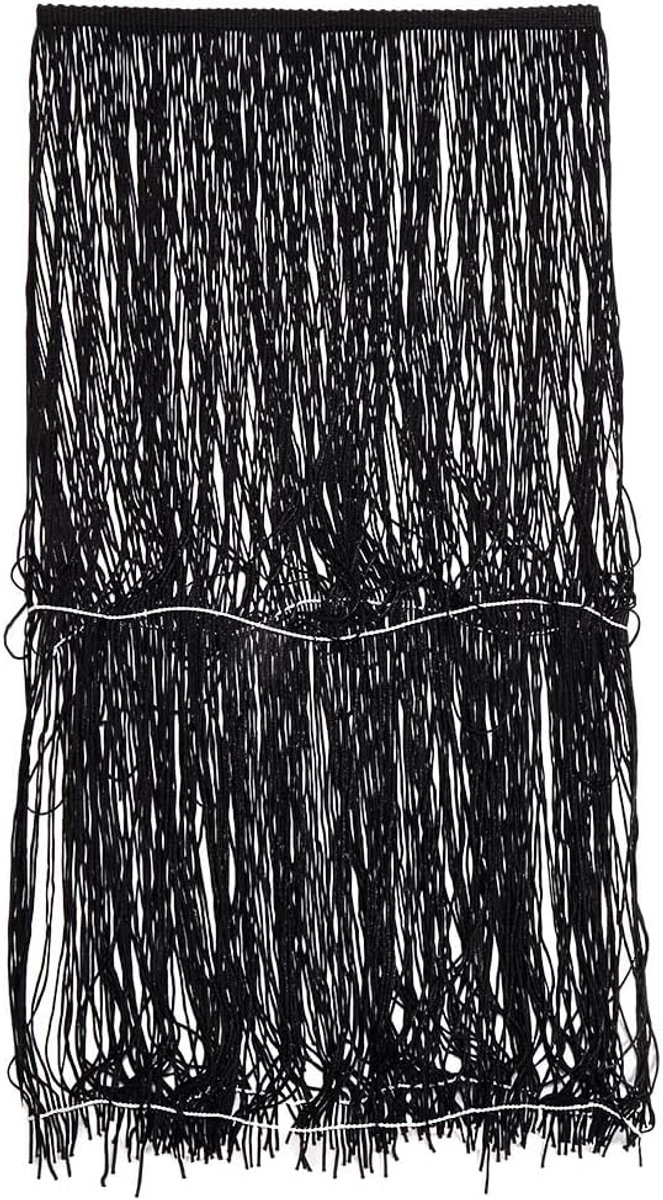 50CM Breed Zwart Effen Polyester Gemaakt Decoratieve Kwastje Lint Stof Fringe Trim Voor Naaien Maken Kleding Jurk Thuis Gordijnen Lamp Kussen Decoratie Bruiloft Diy Craft