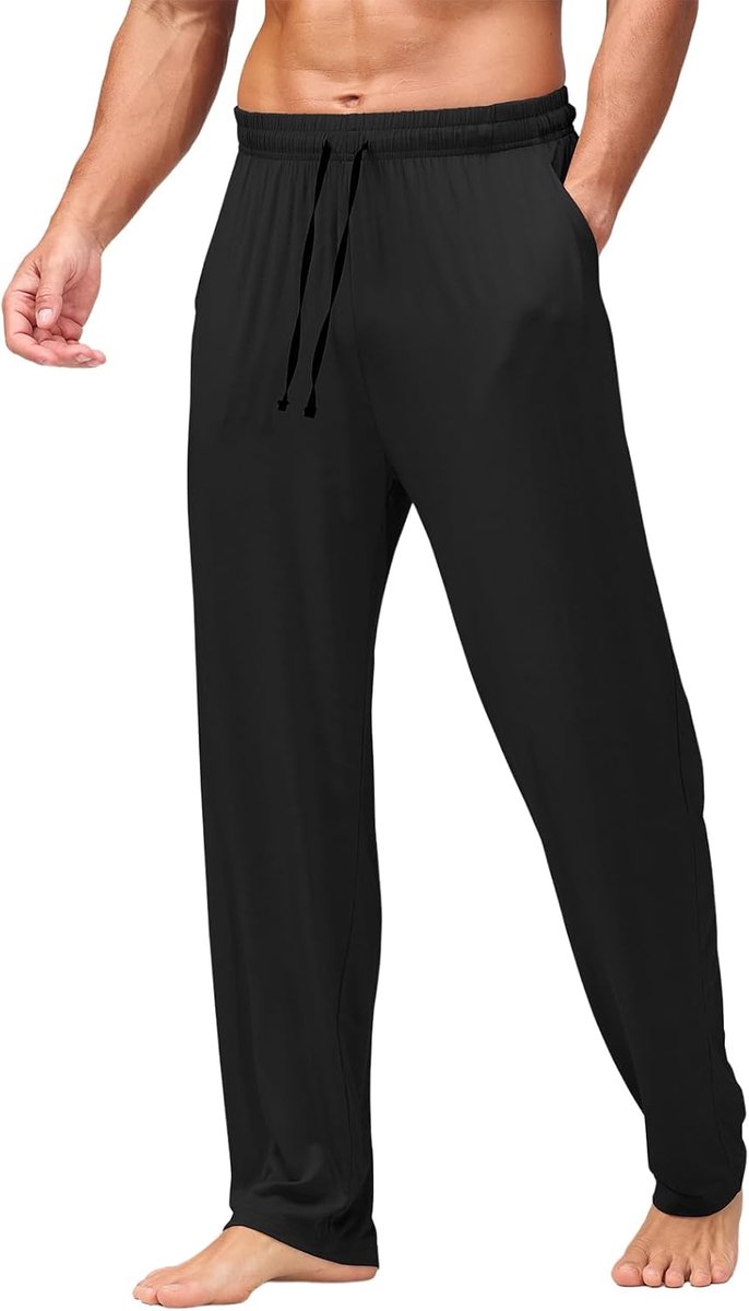 Coulee Pyjamabroek voor heren, lange lichte pyjamabroek, ademende vrijetijdsbroek, zachte relaxbroek met zakken