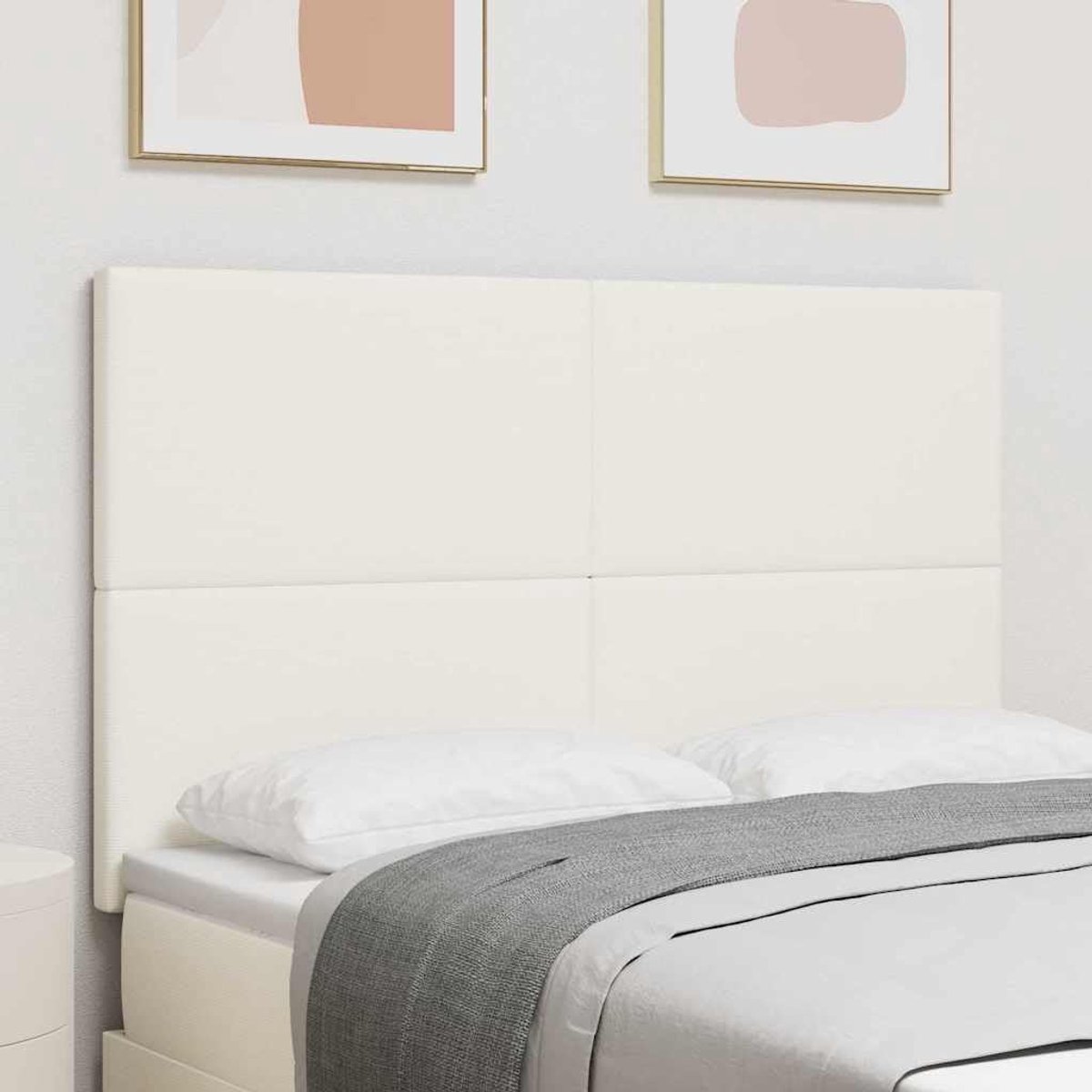 Modern in hoogte verstelbaar hoofdeinde, crèmekleurig 160 cm, met schuimvulling en corduroy stof, gemaakt van technisch en grenenhout.