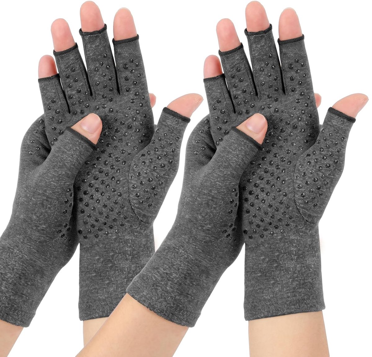 2PCS Gants Anti Arthrose, Gants de Compression Sans Doigts maat M