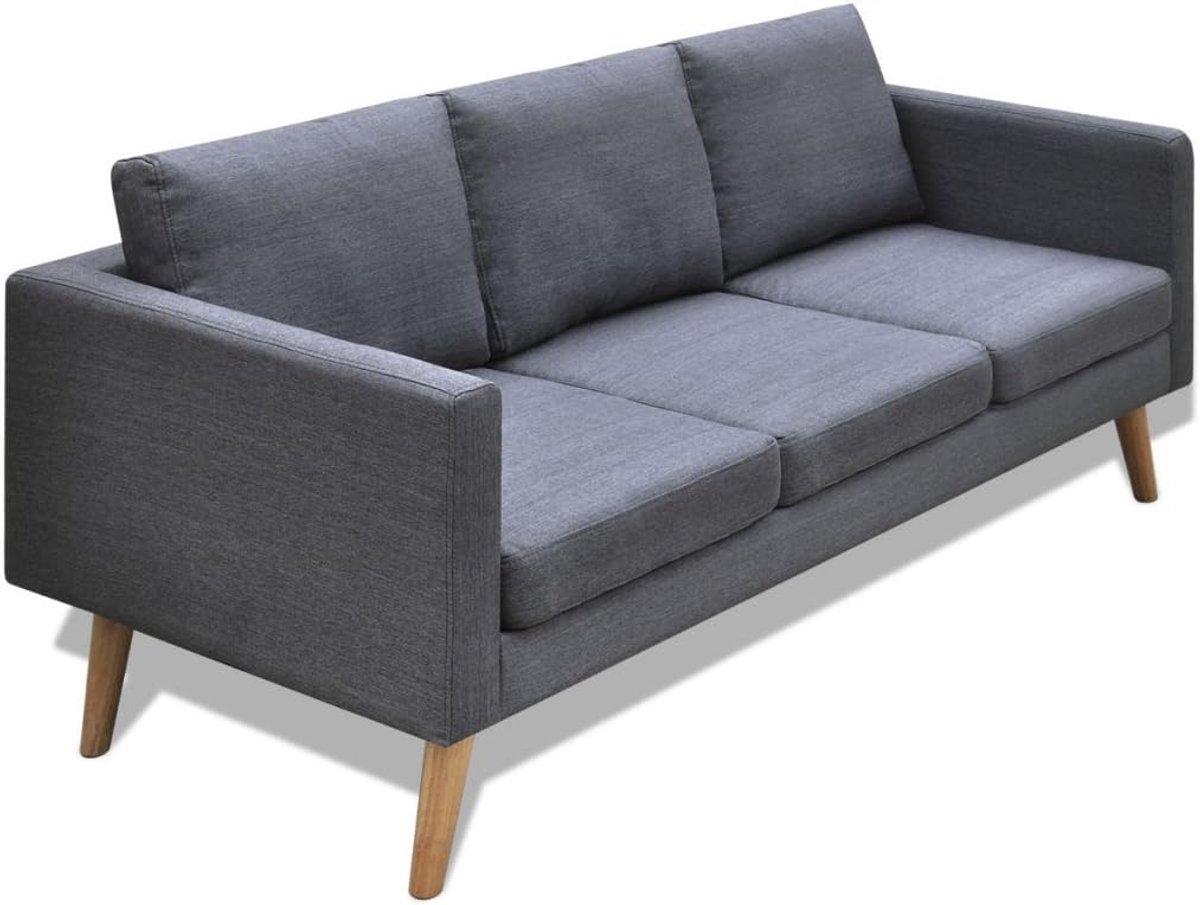 3-zitsbank stoffen sofa 3-zits loungesofa met rugleuning houten frame zitcomfort donkergrijs