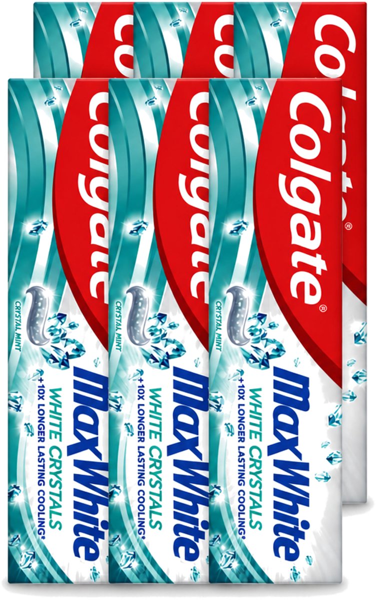 6 x Colgate - Max White - Whitening Crystals - Tandpasta - 100ml - Voordeelverpakking - 6 stuks