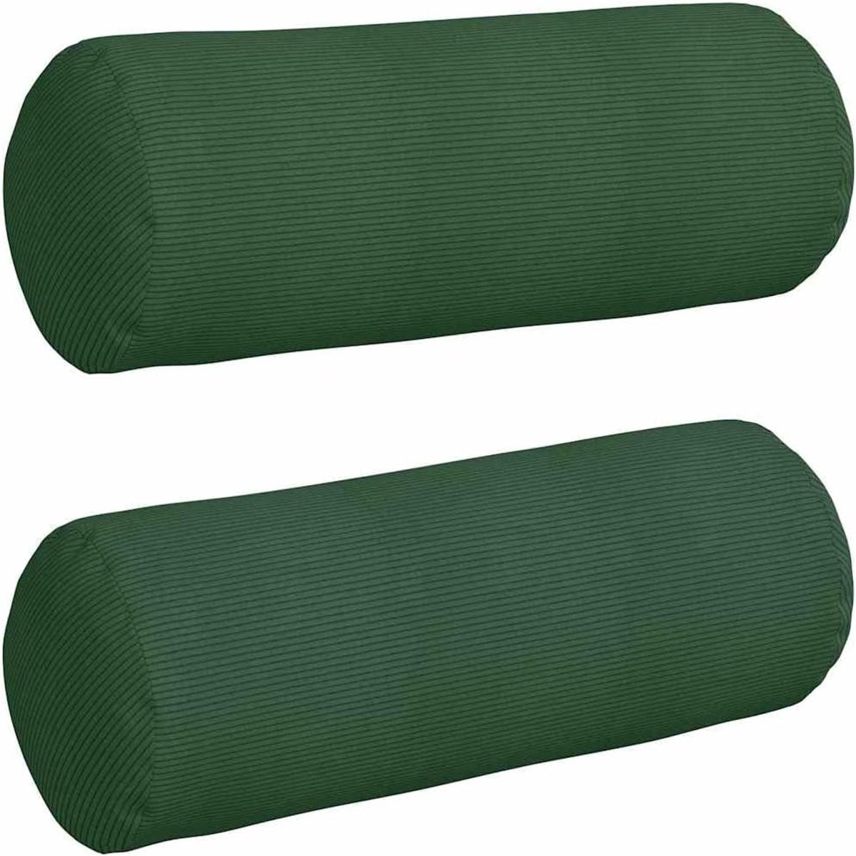 Kussens, 2 stuks, donkergroen, diameter 25 x 70 cm, corduroy, cilindrische kussens van zacht corduroy met ritssluiting, afneembare hoezen voor woonkamer, slaapkamer en kantoor