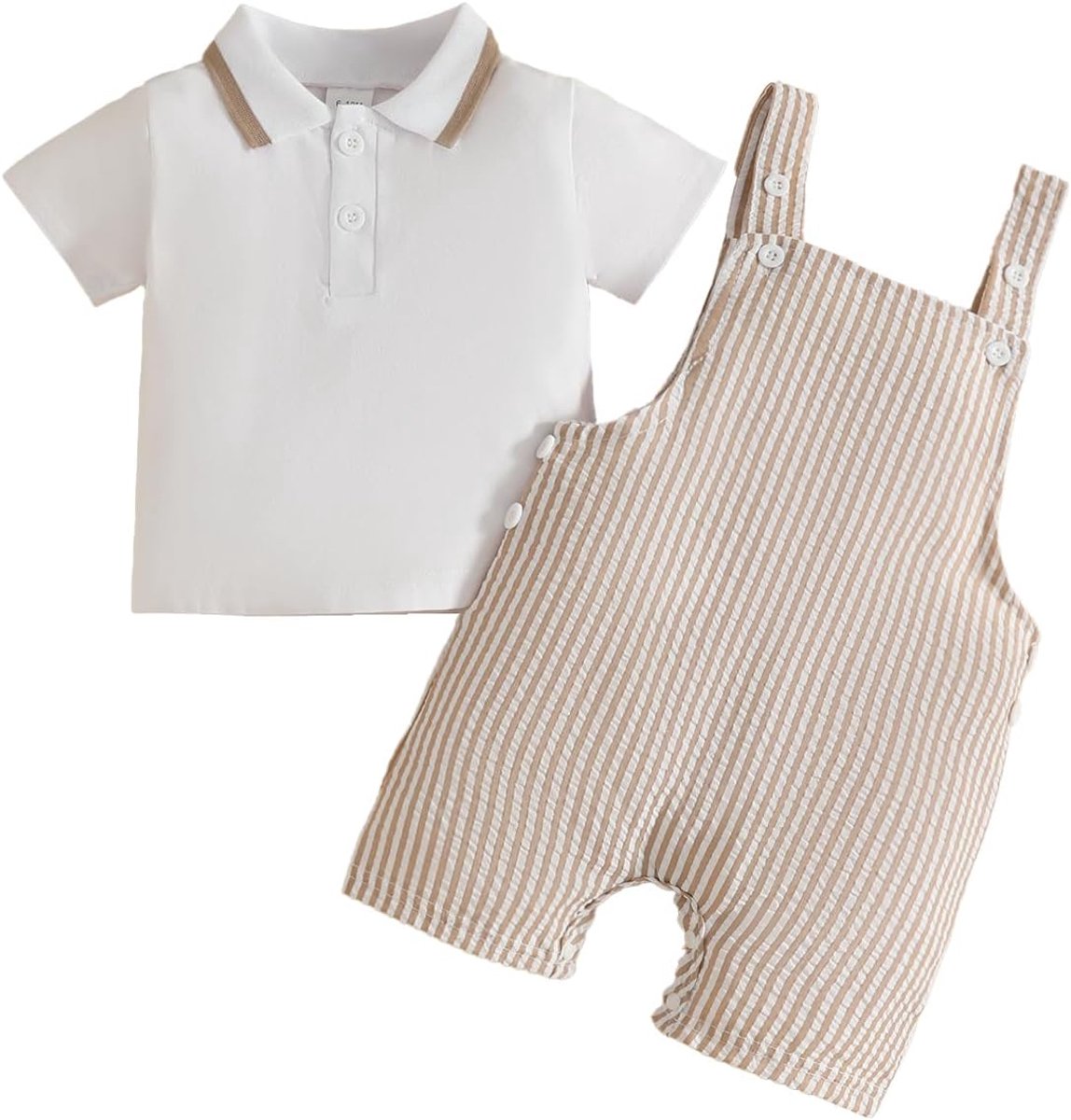 Outfits voor peuters, babyjongens, poloshirts, gestreepte bretels, shorts, zomerkleding voor jongens