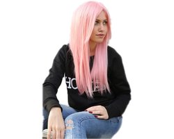 Prettyland C018 - Sprookje Lange Pruik Feest Glad 60cm Cosplay Medium Roze Pruik