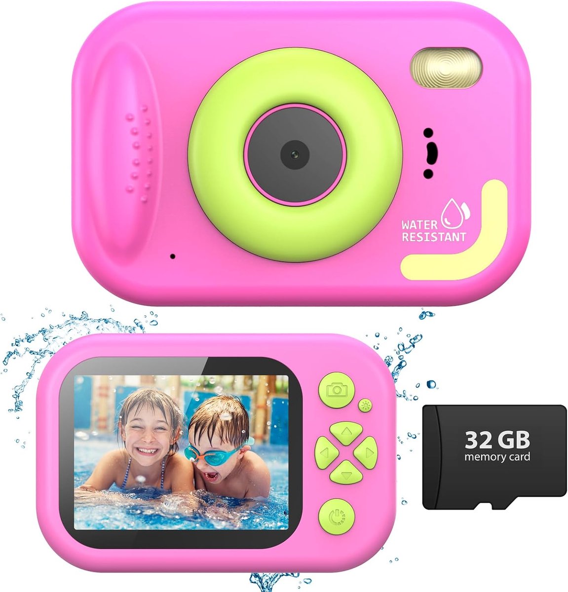 48MP Kindercamera 10M Waterdicht Digitale Camera Voor Snorkelen Fototoestel Speelgoed Cadeau voor Kinderen 1080P 10x Digitale Zoom met 32GB Kaart Roze
