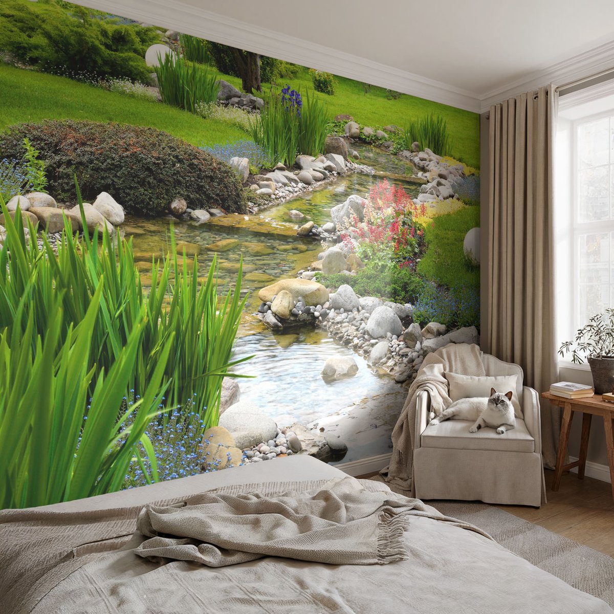 Coloray Vliesbehang - Groente Snellijm Behang - 152x104 cm - Idyllische Tuin Muurschildering - Gang behang Bloemen En Planten - Fotobehang Vlies - Slaapkamer behang