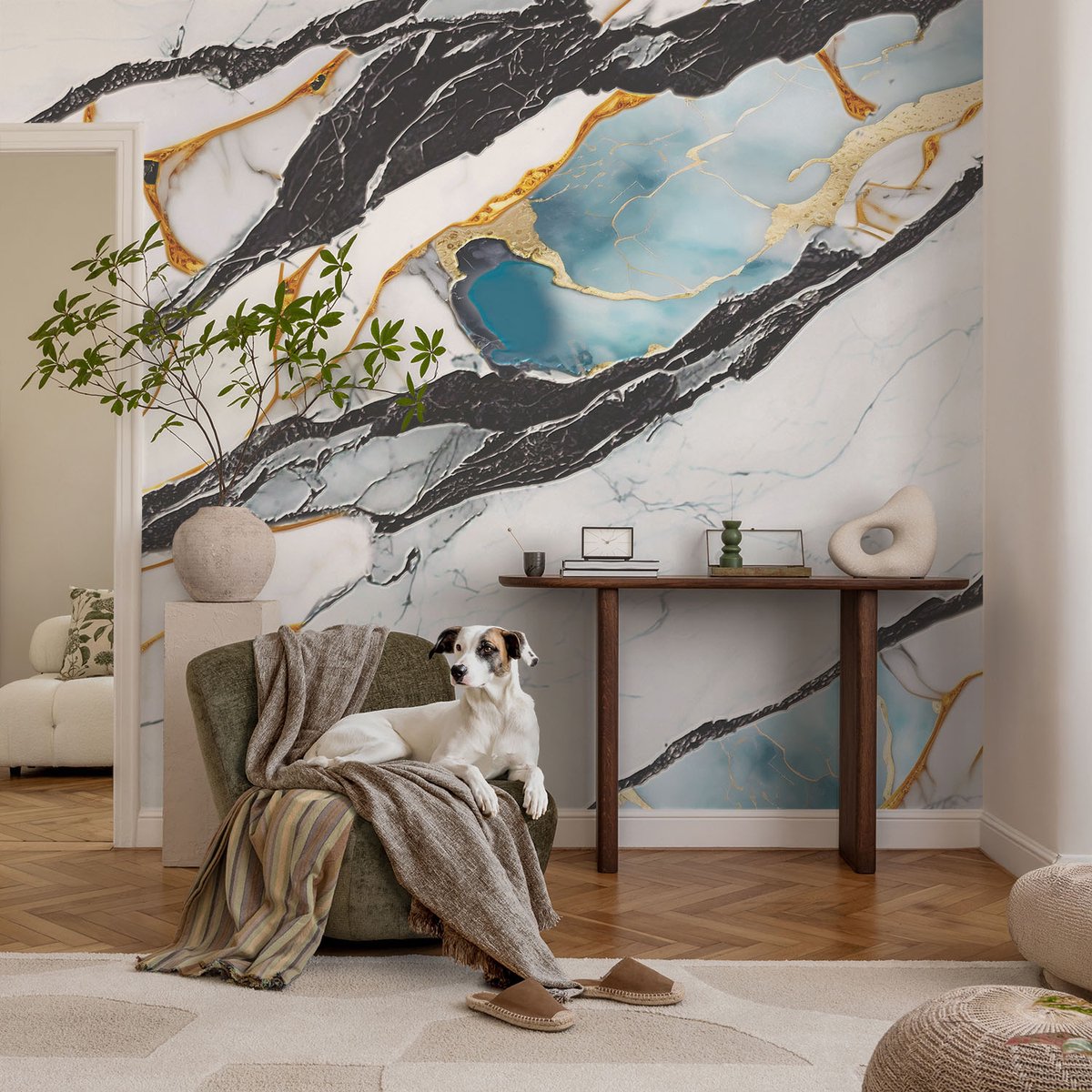 Coloray Vliesbehang - Wit Snellijm Behang - 104x70 cm - Elegant Marmer Muurschildering - Gang behang Texturen - Fotobehang Vlies - Gang behang