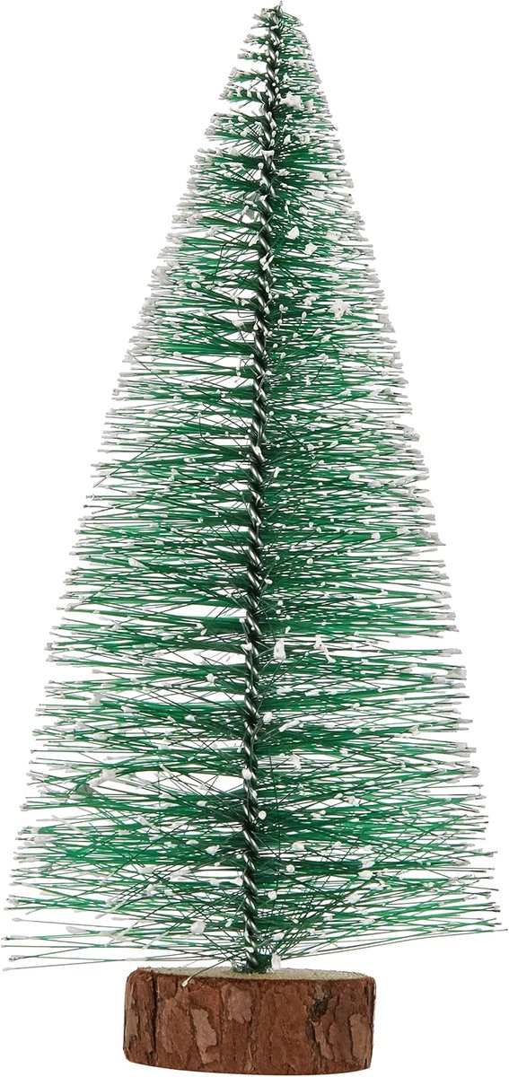 Middelgrote kerstboom, 20 cm, met houten basis, groen, eenheidsmaat