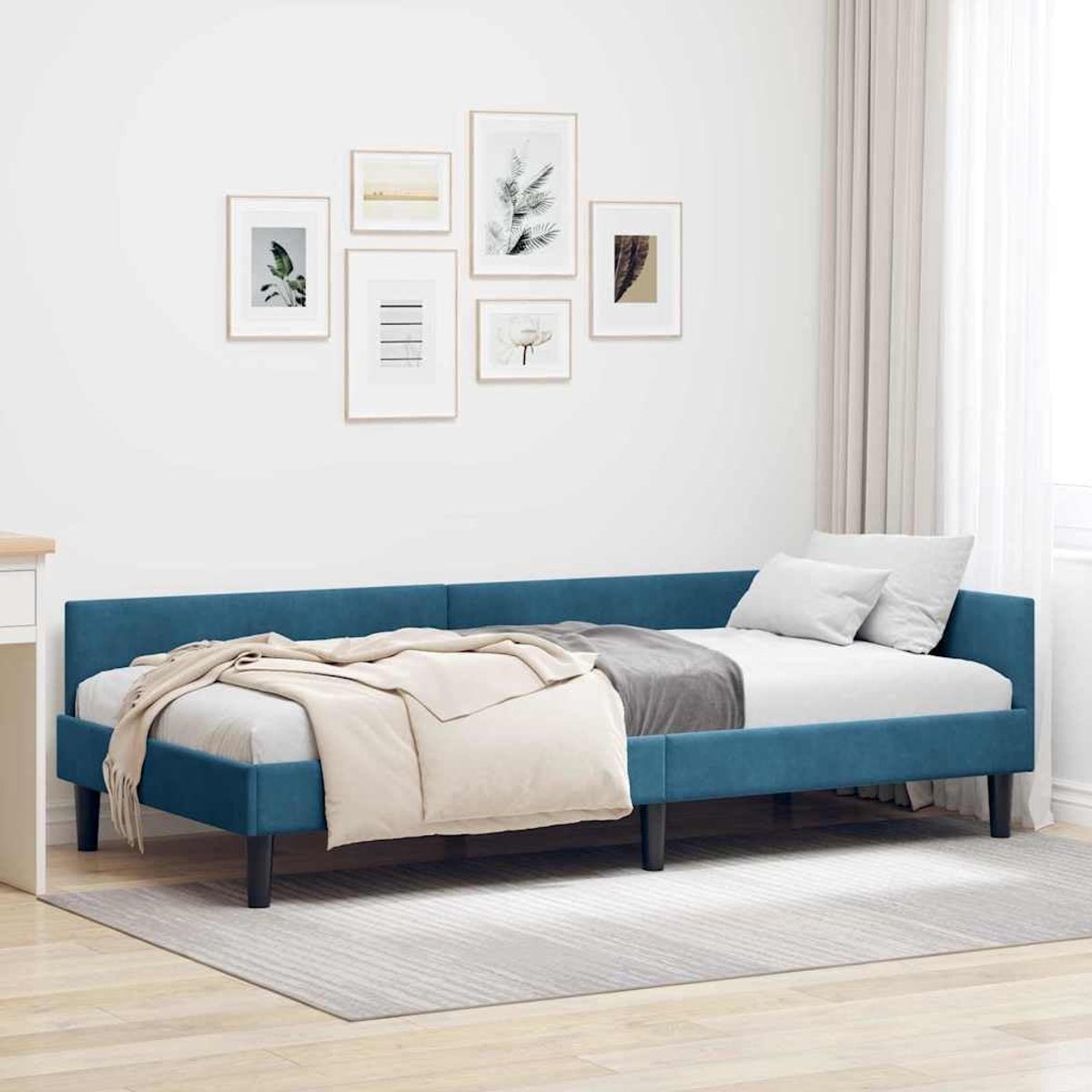 Hoekbedframe modern stevig 80x200 cm Blauw