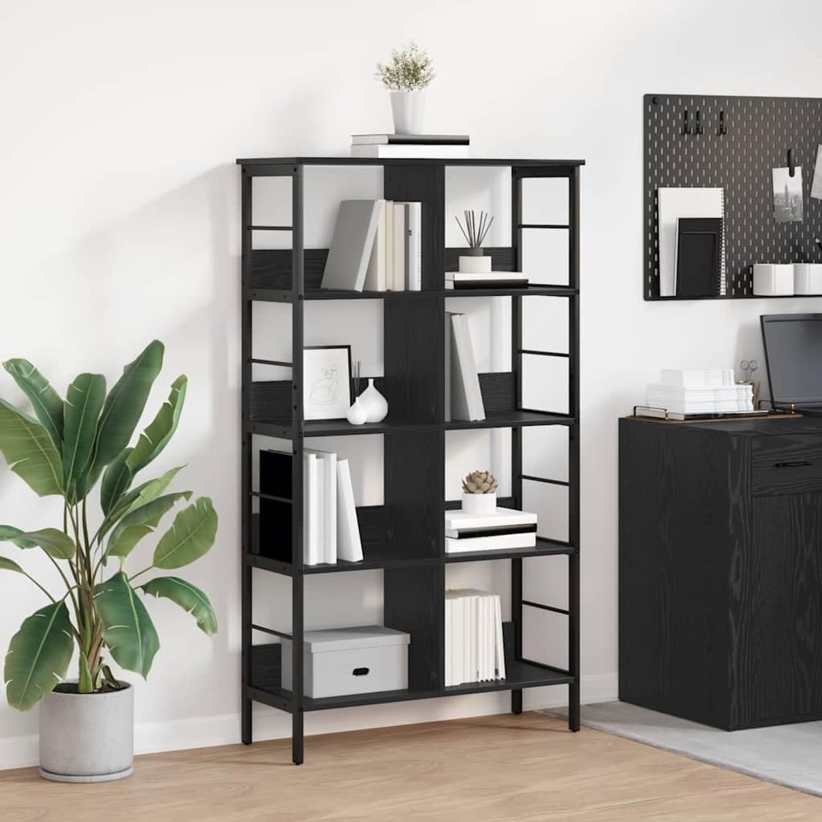 Boekenkast 8 niveaus 82 x 32 x 144,5 cm houtmateriaal met stalen frame