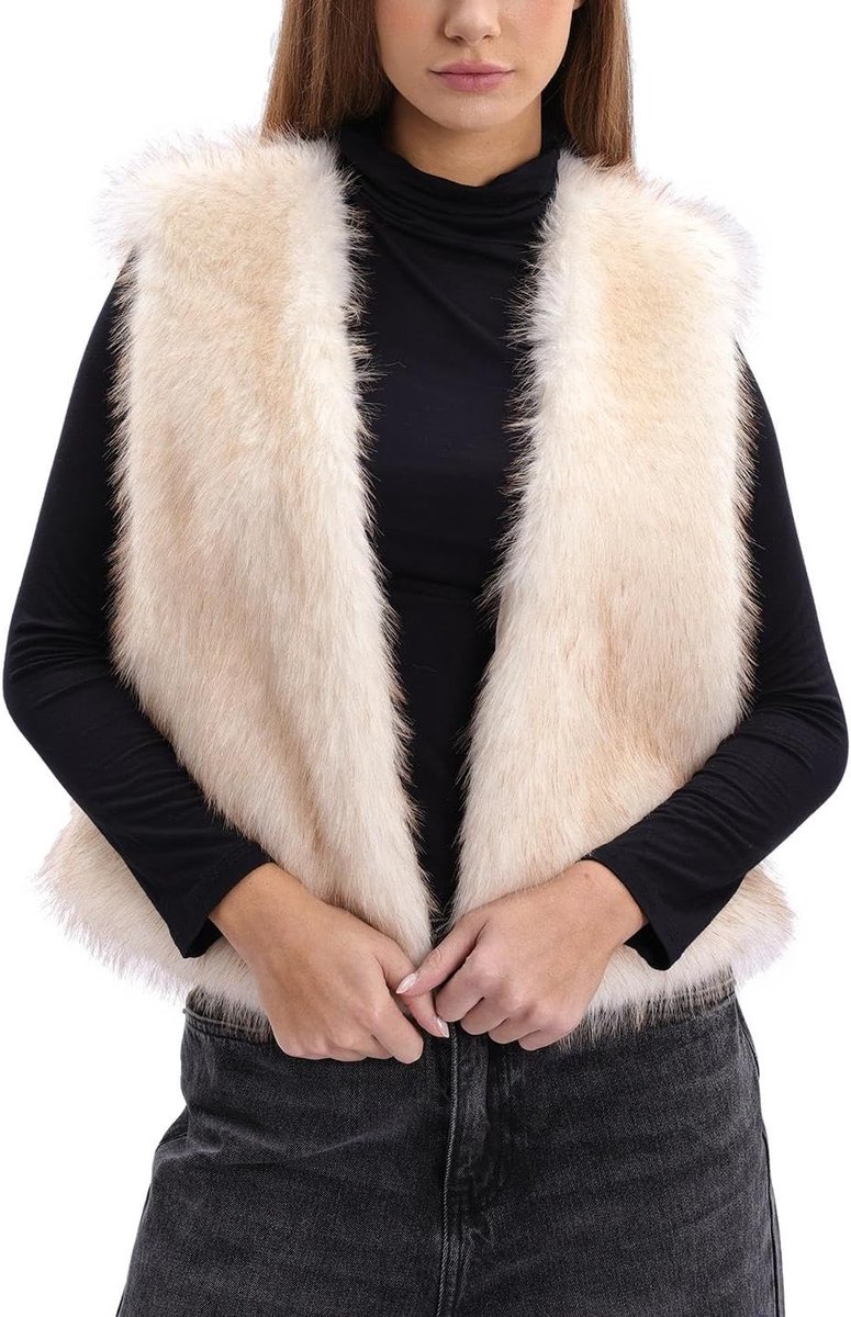 Bontvest voor dames, kunstbont vest, kort pluche vest, herfst en winter, damesvesten, mouwloos kunstbont, wintervest, bontvest, warm fleece vest