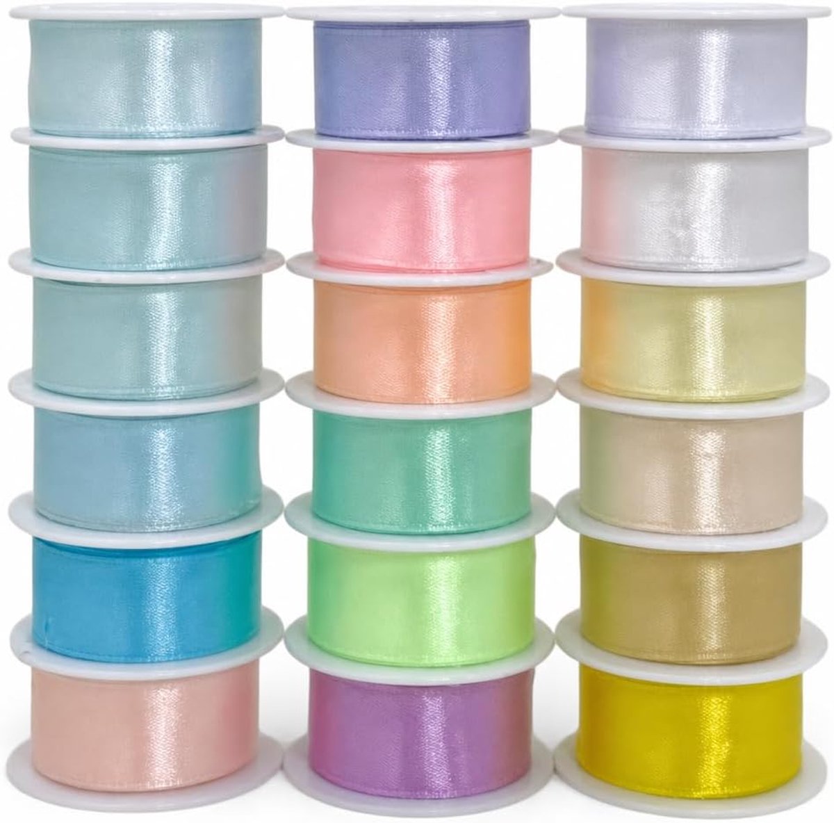 Dailygoods- Cadeaulinten 18 Rollen - 2 m per Rol - 1,5 cm Breed - 100% Polyester - Veelzijdig Inzetbaar - Creatieve Decoratie en Geschenken - Decorati