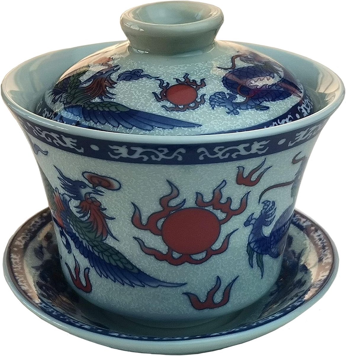 155 ml Chinese theekopje Qinghua porseleinen beker Dragon Phoenix Gongfu theeset (draak en feniks)