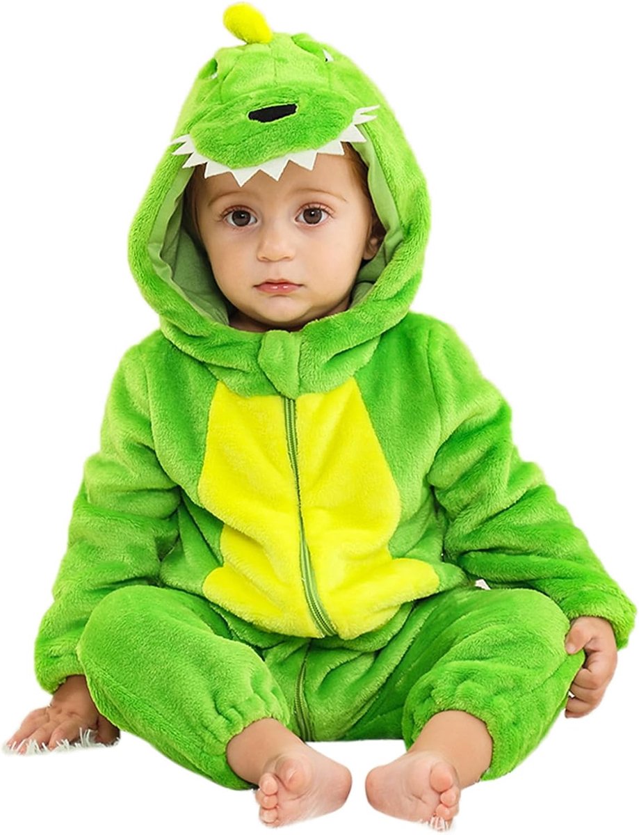 Baby Dinosaurus Kostuum Pasgeboren Meisjes Jongens Rompertjes Rits Jumpsuit Herfst Winter Flanel Peuter Een Stuk