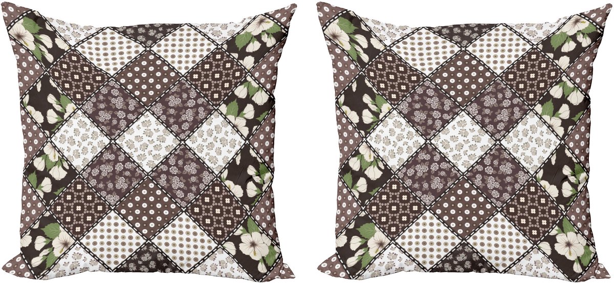 ABAKUHAUS Bloemen Sierkussenhoes Set van 2, Vintage Bloemen-Braut, Modern Accent Dubbelzijdige Digitale Print, 45x45, Beige Bruin