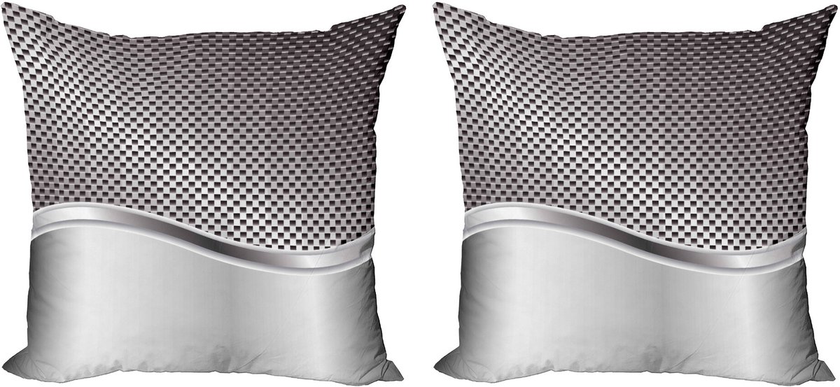ABAKUHAUS Grijs Sierkussenhoes Set van 2, Industrie Raster-Motief, Modern Accent Dubbelzijdige Digitale Print, 50x50, Anthrazit Grijs