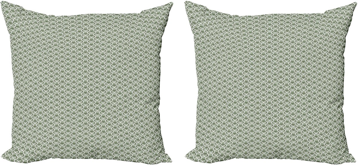 ABAKUHAUS Geometrisch Sierkussenhoes Set van 2, Vintage Rhombus Strepen, Modern Accent Dubbelzijdige Digitale Print, 60x60, Licht Sage Groen